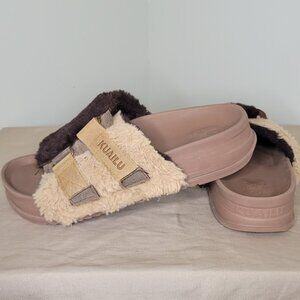 KuaiLu Open Toe Faux Fur Platform Women's Orthotic Slipper Size 9